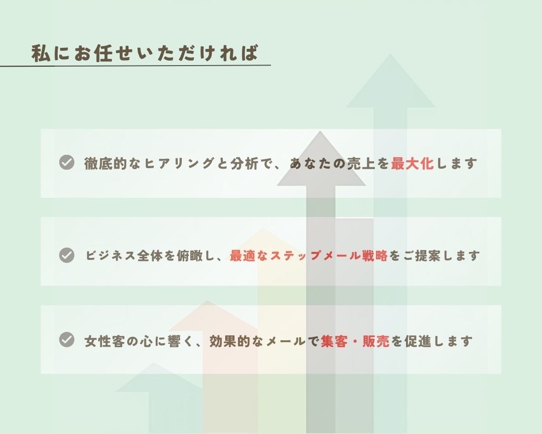 女ゴコロくすぐるステップメールへリライトします 女性のココロに共感し、売上とファンを増やすお手伝いをします イメージ6