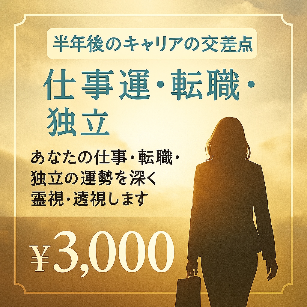あなたの仕事・転職・独立の運勢を霊視・透視します ～半年後のキャリア〜仕事・転職・独立はどうなる？ イメージ1