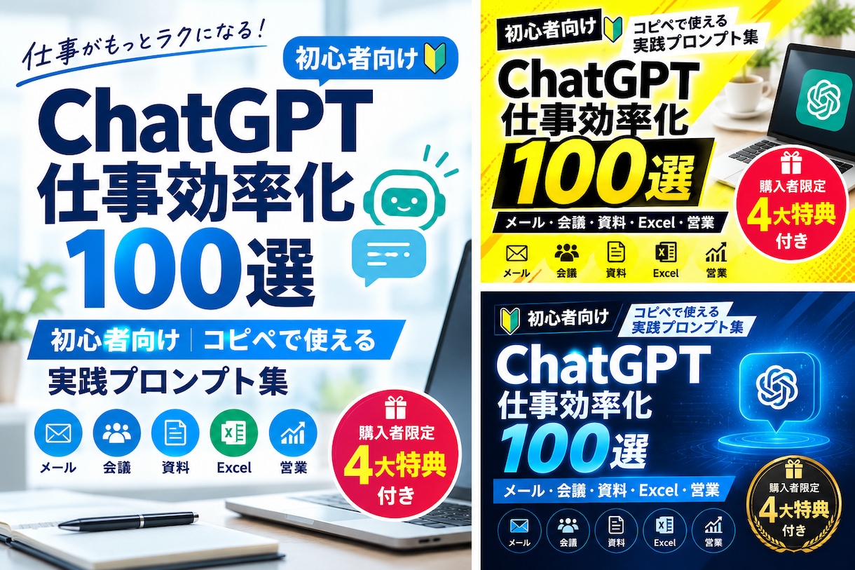 ChatGPT仕事効率化100選となります AI初心者向け基本編！すぐに仕事に役立つ知識！！ イメージ1