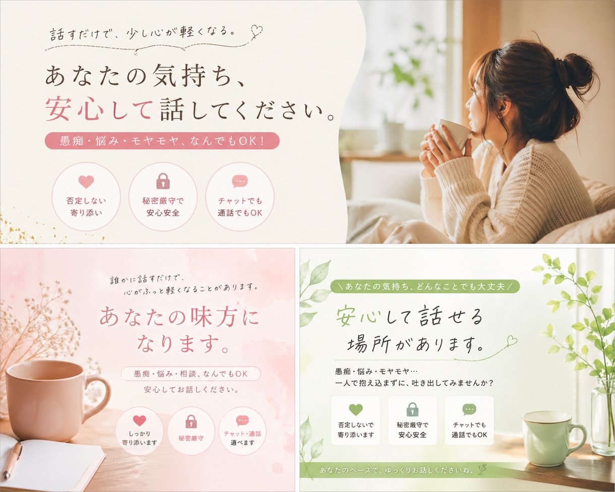 話すだけで心が軽くなる時間を作ります 否定せず最後までしっかり聞きます。 イメージ1
