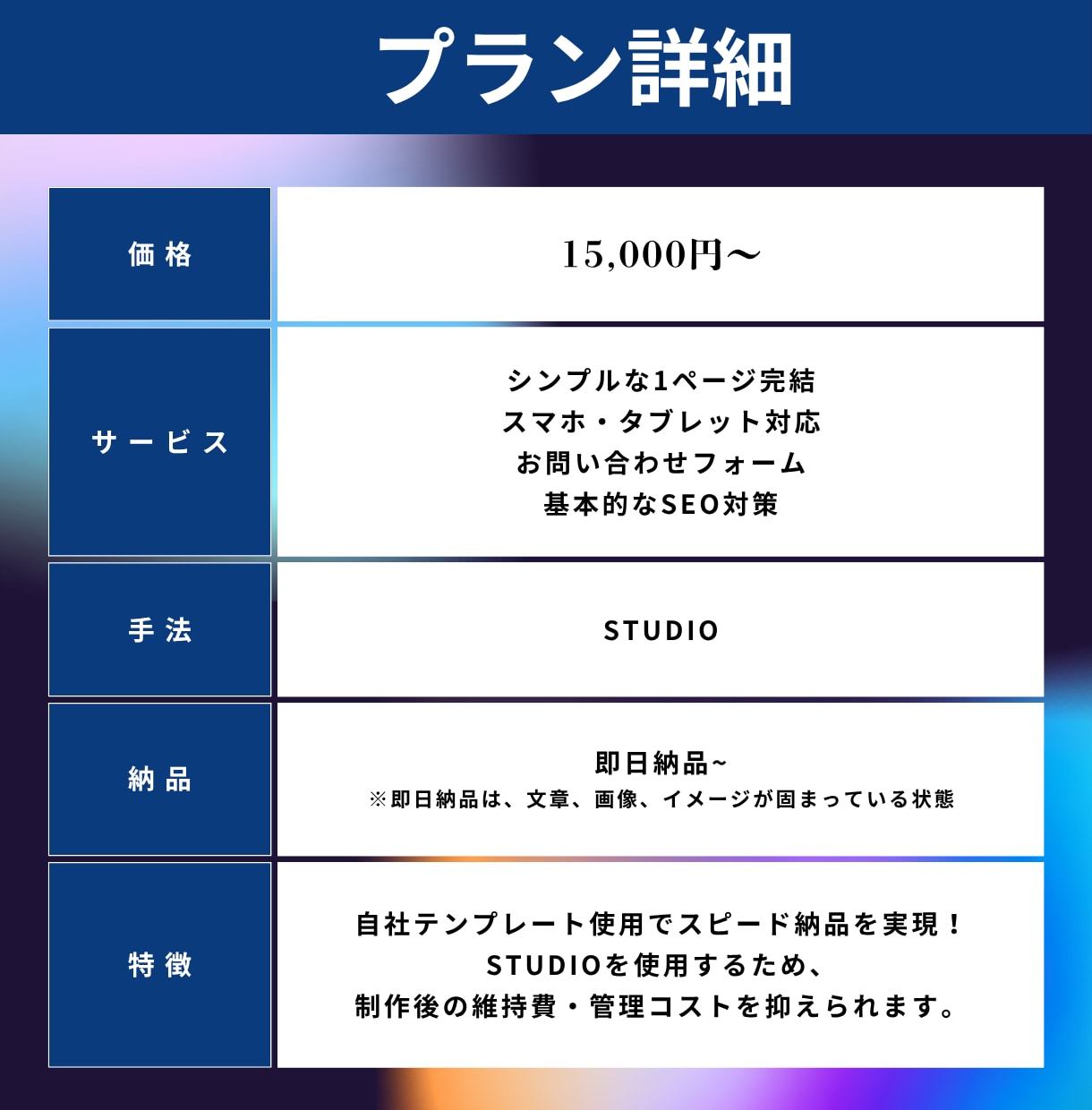 1ページ完結｜LP型ホームページを作成します 自社更新簡単な"STUDIO"でシンプルかつスピード作成！ イメージ2
