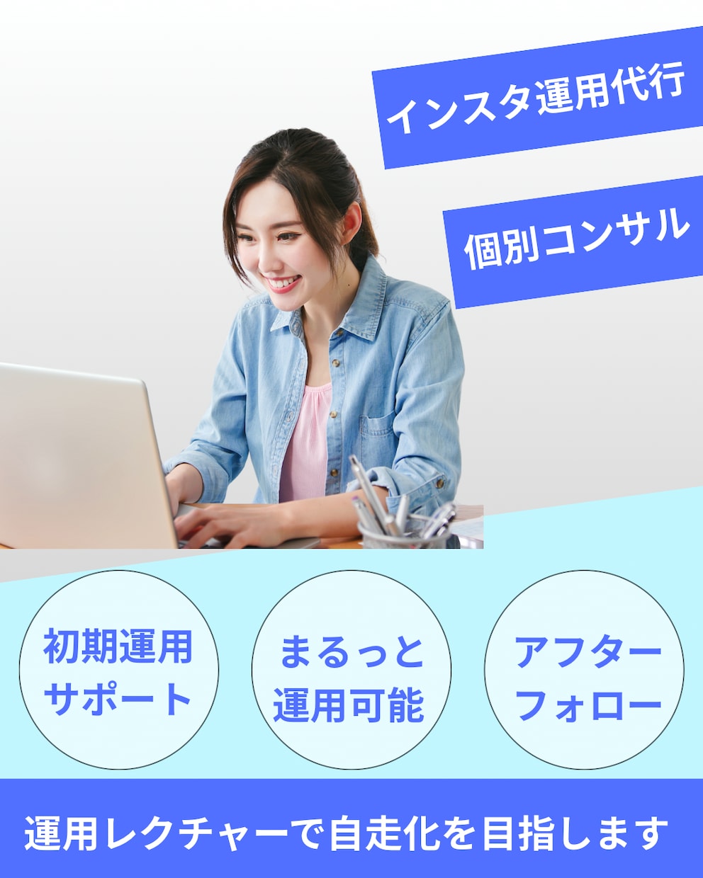 個人と企業様の運用サポートします ショート動画をメインにサポート イメージ1