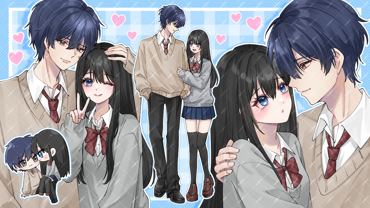 詰め込み夢絵、イラスト描きます 等身×デフォルメの4点セット！通常or簡易絵柄ございます イメージ2