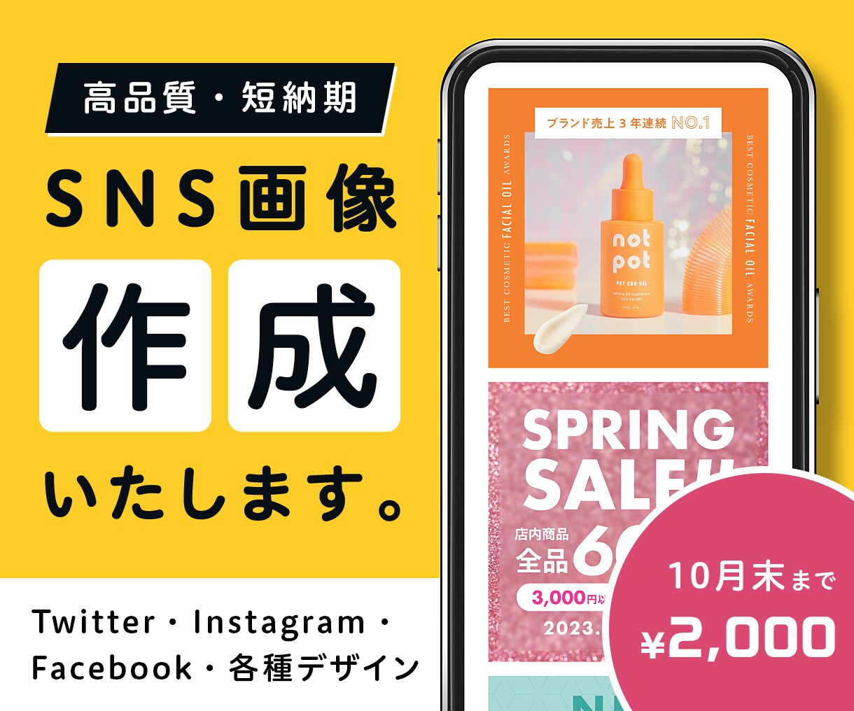 現役広告代理店デザイナーがSNS用画像を制作します 各種SNSのヘッダー画像や投稿用画像までお気軽にご相談下さい イメージ1