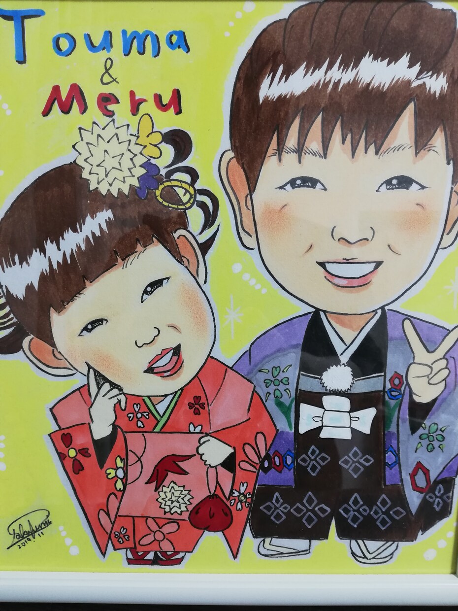 手書きの似顔絵を描きます 誕生日、結婚、両親、七五三様々な記念日に似顔絵はどうですか？ イメージ3
