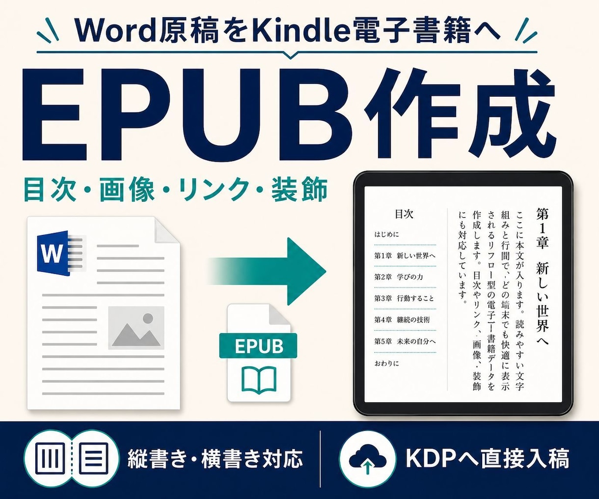 Kindle出版用EPUBを縦書き対応で作成します 縦書き・装飾・画像・リンク対応｜KDPへ直接入稿 イメージ1