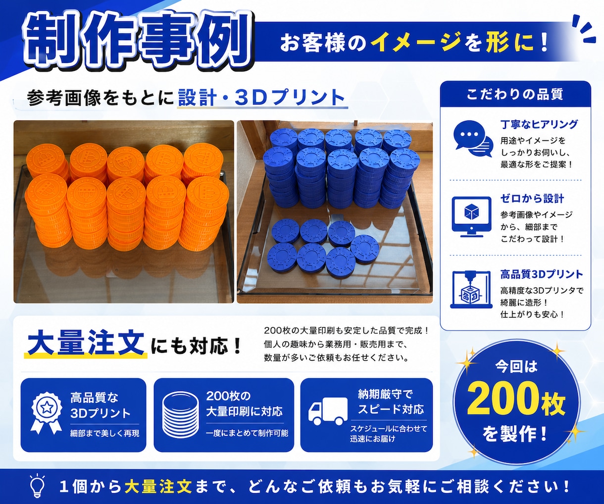 3Dプリンターを使い設計から制作まで行います 設計から3Dプリントまでお任せください！イメージをカタチに！ イメージ3