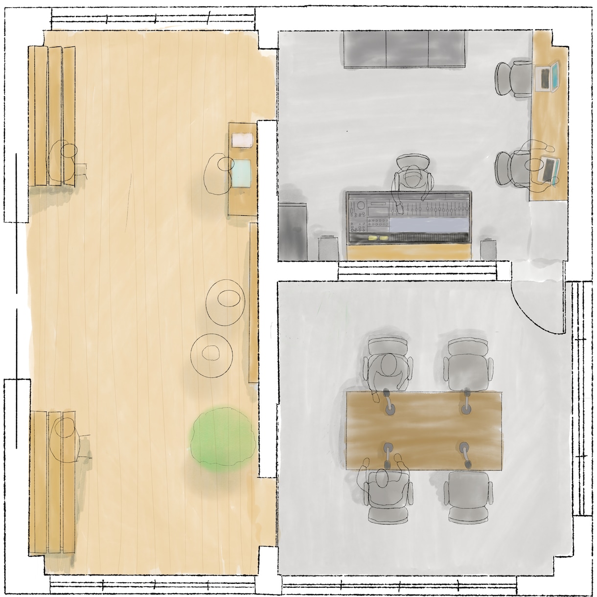 現役建築学生が、手書きの温かい図面着色を作成します 現役の建築学生(大3)が、映える手書き調な図面着色を行います イメージ4