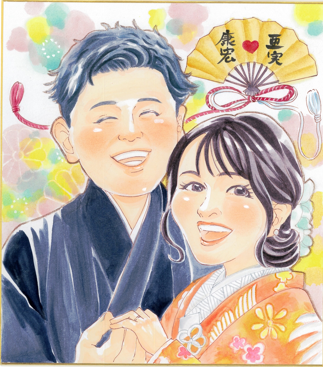 漫画の主人公になれる♥ウェルカムボード描きます 【元少女漫画家が描く】きらきら華やかにお二人を描きます イメージ1
