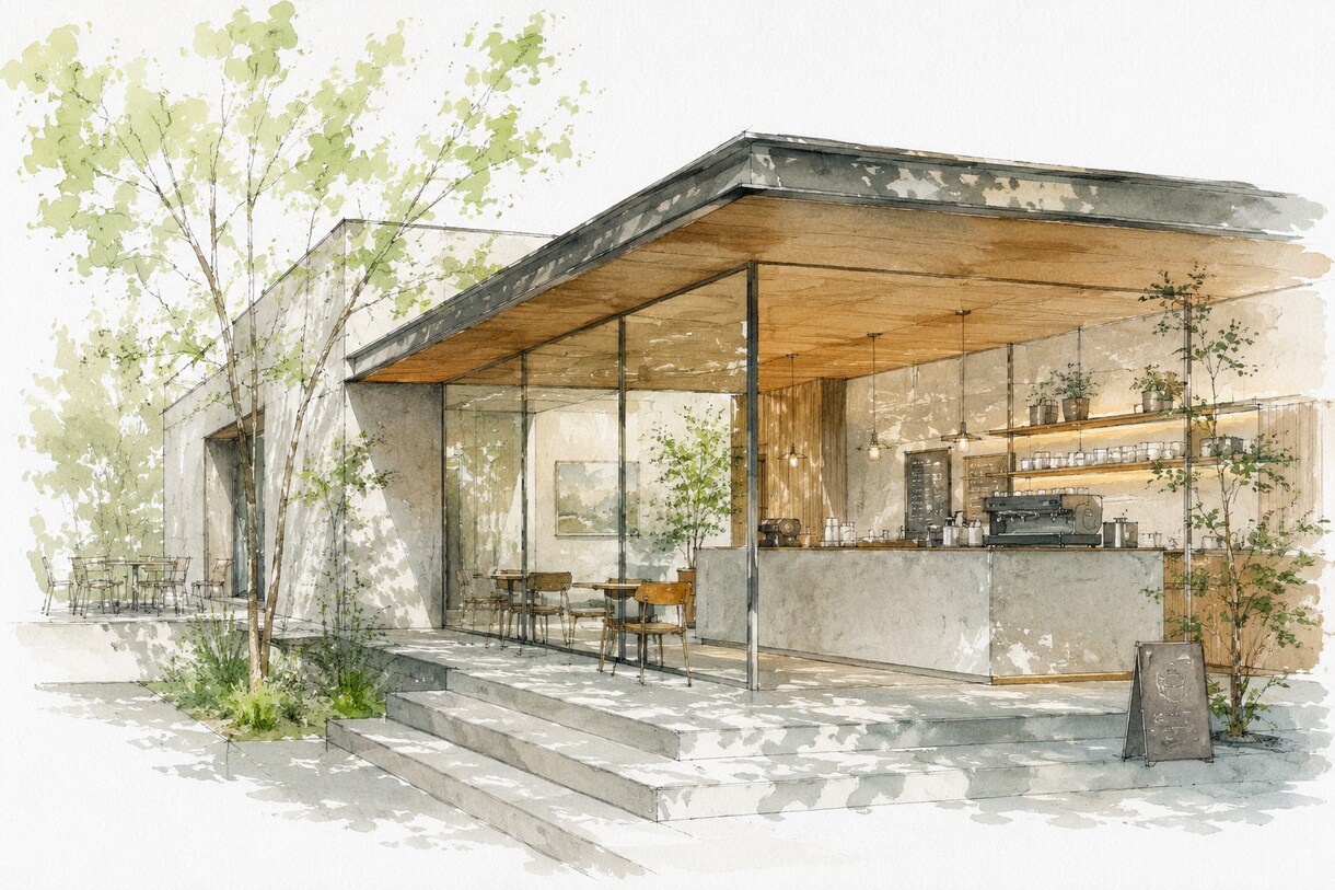 手書き建築パースを制作します デザイナーがシンプルで美しい建築パースを制作します イメージ1