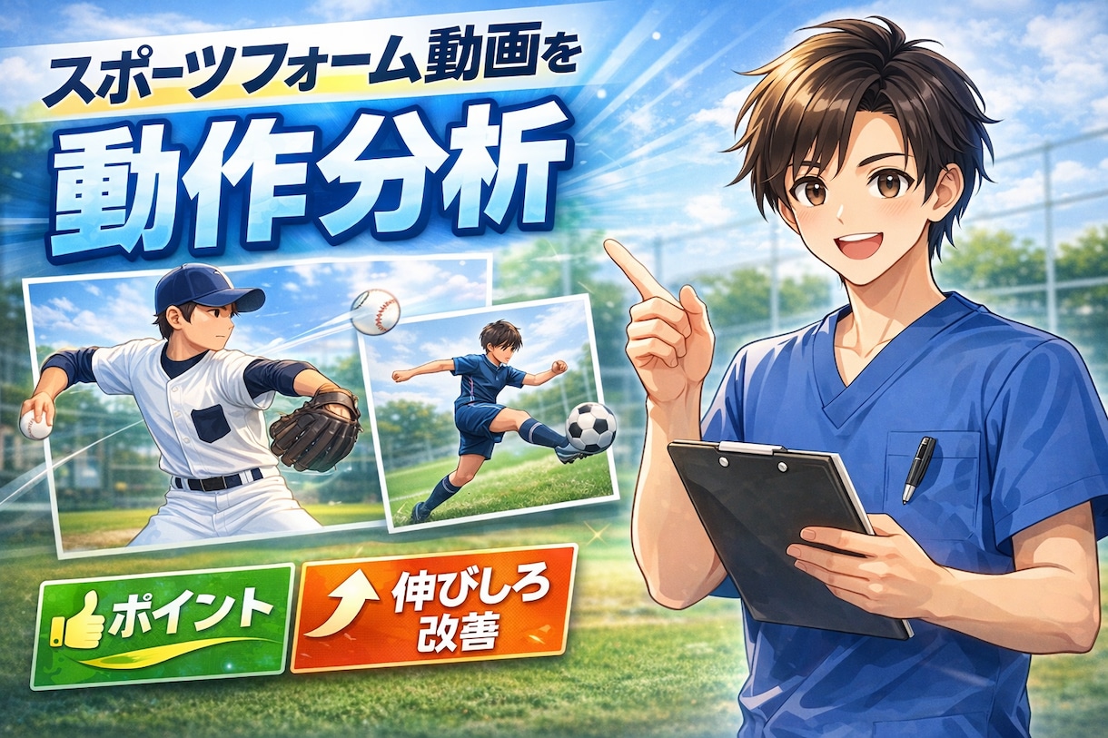スポーツフォーム動画を動作分析します スポーツ選手・保護者にも分かりやすく解説 イメージ1