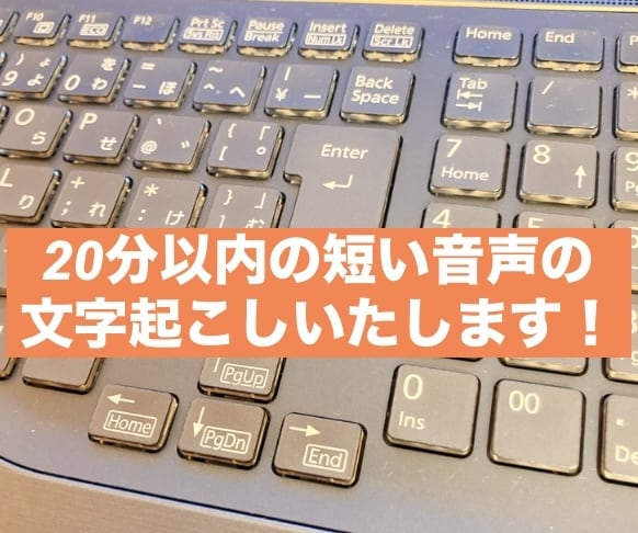 20分以内の短い音声・動画の文字起こしいたします 話者2名まで。スピーディーに正確に、守秘義務遵守で承ります！ イメージ1