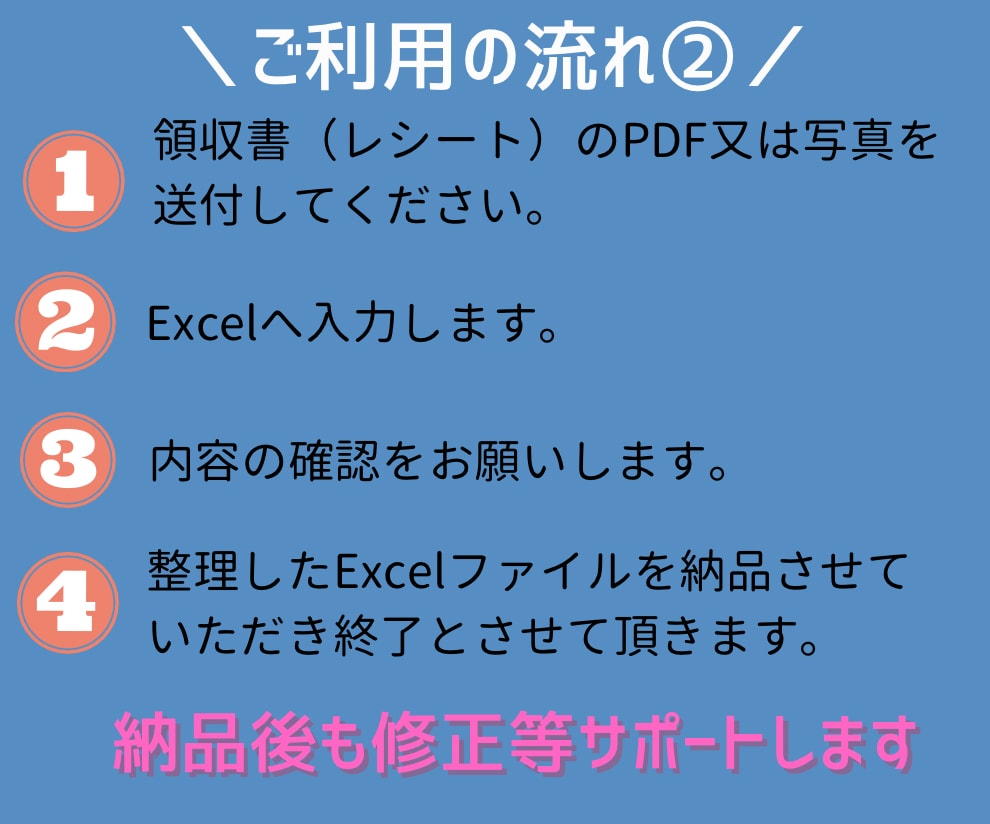 アフターフォロー付♪Excel記帳代行します 経理スタッフの私がレシート・領収書整理お手伝いします！ イメージ4