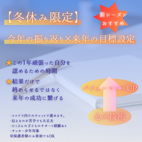 子どもの心を整えます 冬休み限定　1年の振り返りをし来年に向けて目標を設定します イメージ1