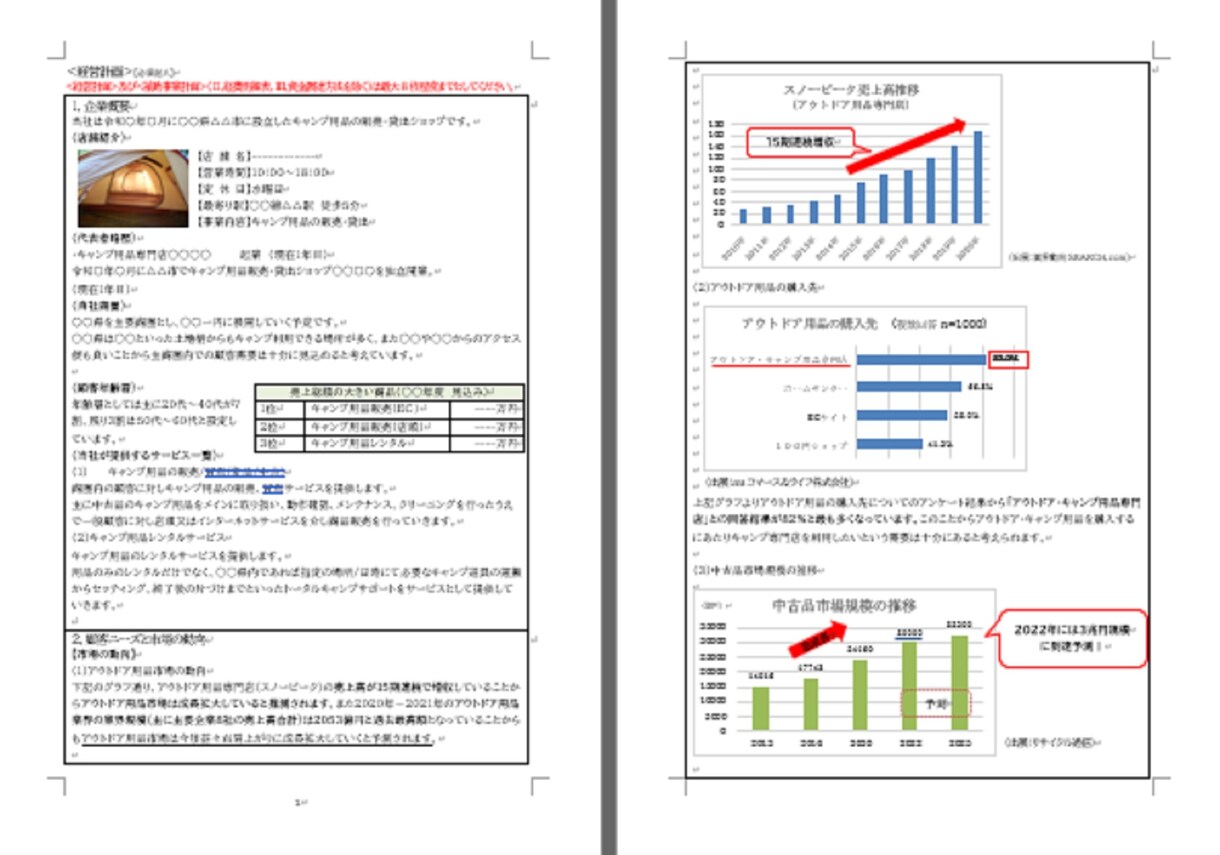 キャンプ用品店★持続化補助金採択書類をお譲りします 採択済み事業計画書を【テンプレート】としても利用できます！ イメージ2