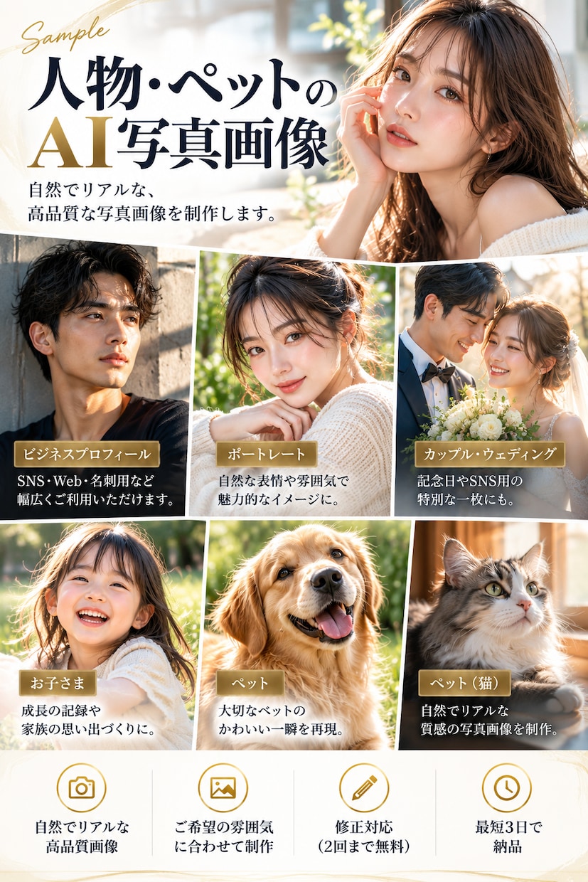 ご希望に合わせたAI写真画像を制作します 人物・商品・風景などリアルな写真画像を制作 イメージ2