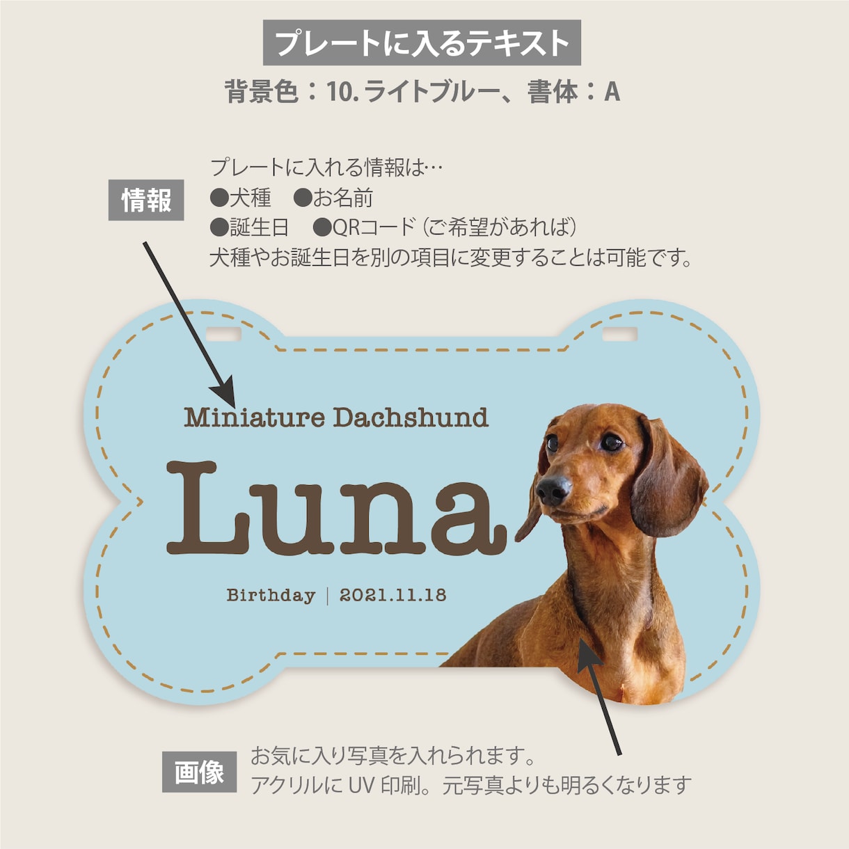 ペットカート用ネームプレートを写真入骨型で作ります イベントが楽しくなる！デザイナーの高品質セミオーダー送料込 イメージ9