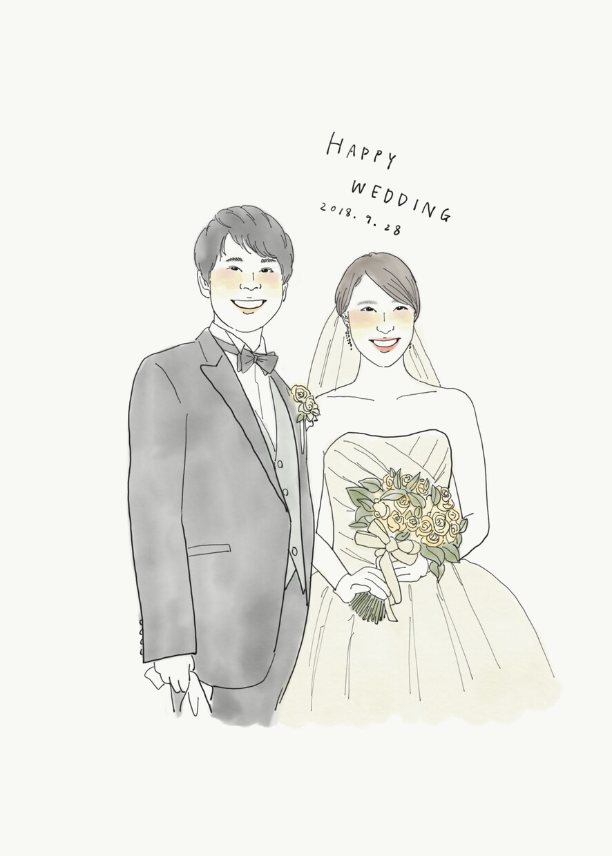 写真からオシャレな雰囲気の似顔絵イラストを描きます 水彩風の着色で手描き感が可愛いイラストです。ポストカードなど イメージ7