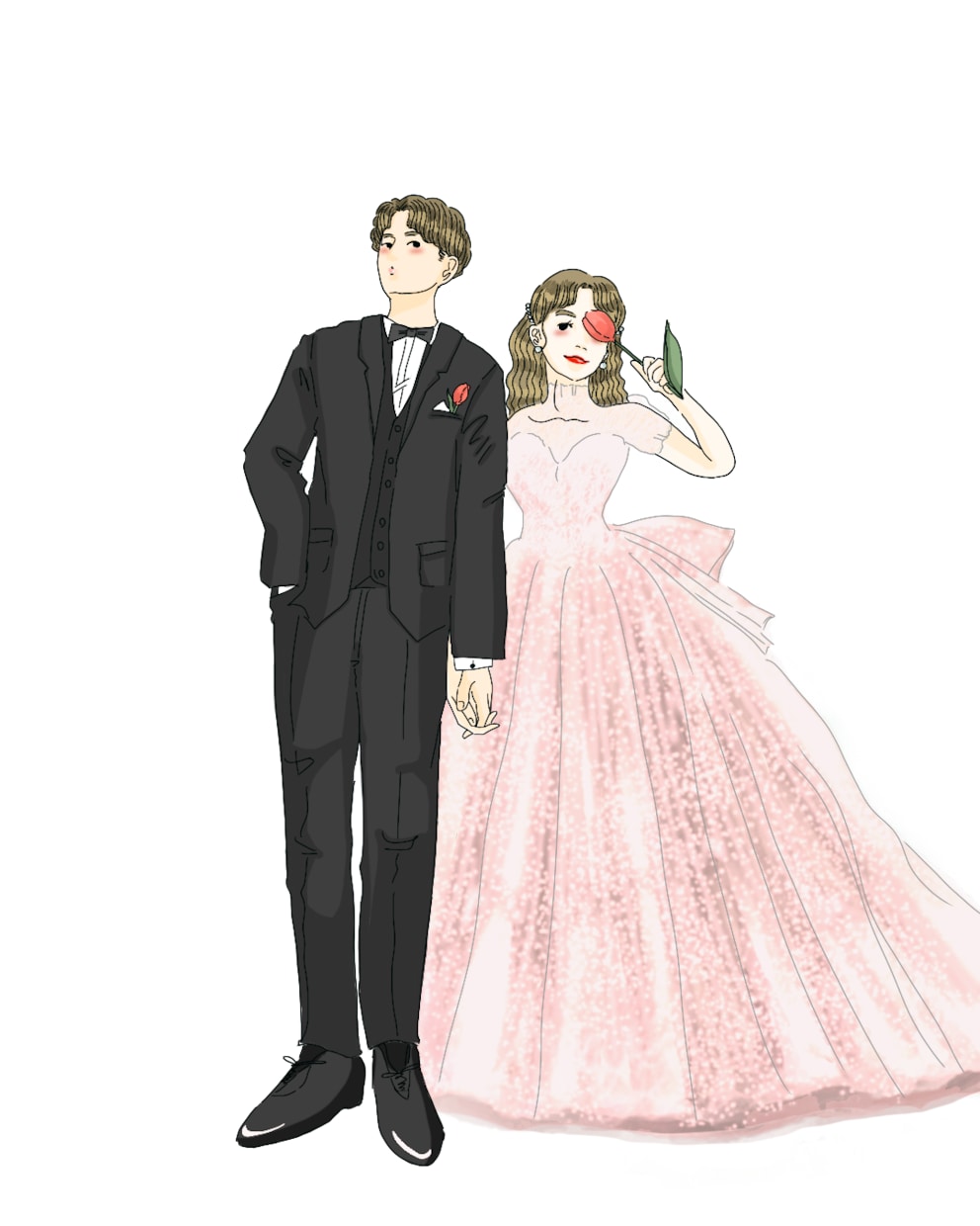 大人可愛いおしゃれなウェディングイラストを描きます 結婚式準備に活用できるよう、背景透過イラストをお渡しします！ イメージ5