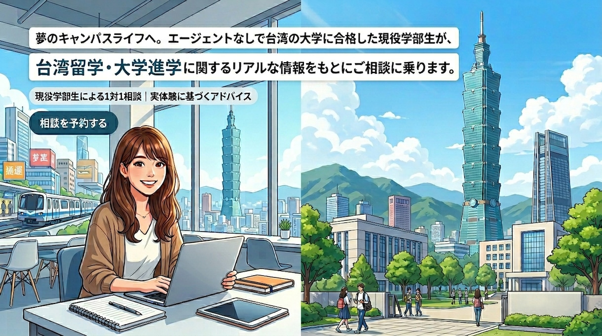 台湾の大学進学相談！現役国立大生が相談に乗ります エージェントなし私立合格・国立編入合格した私のリアル イメージ1