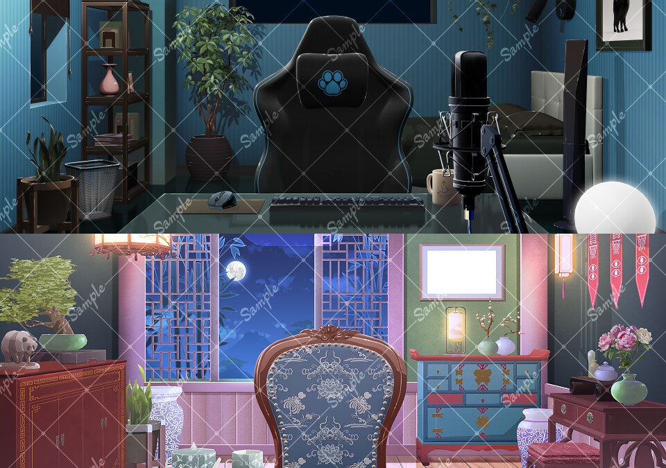 背景イラストを作成します ゲーム背景、VTuber様のお部屋、IRIAM背景などに！ イメージ5