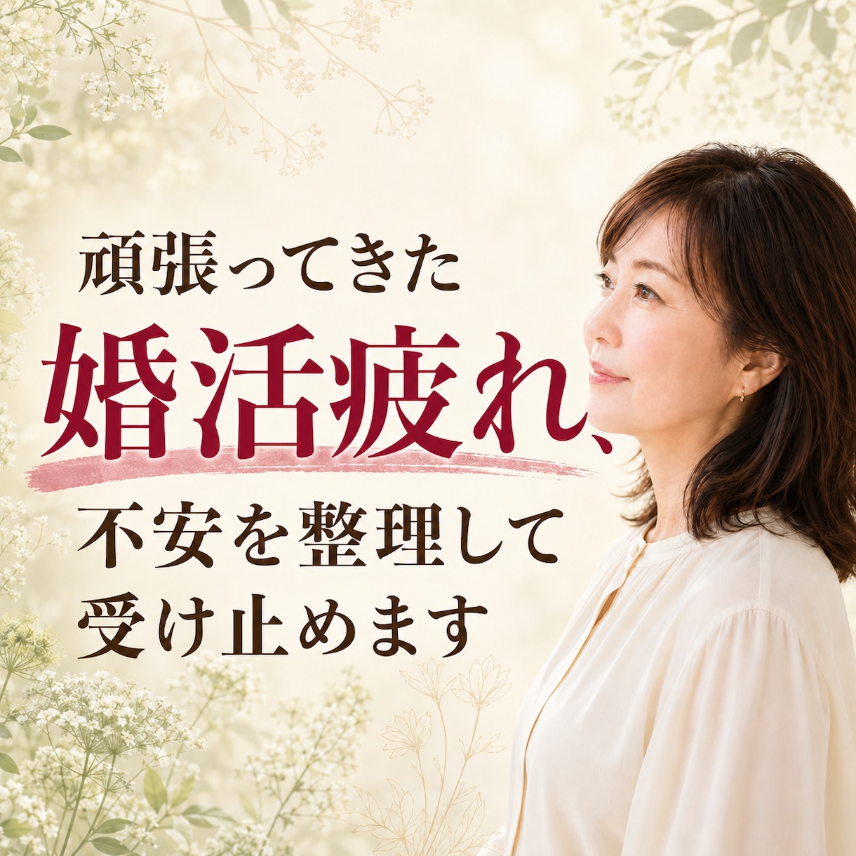 頑張ってきた婚活疲れ、不安を整理して受け止めます 現役の婚活カウンセラーと話して気持ちを軽くしませんか? イメージ1
