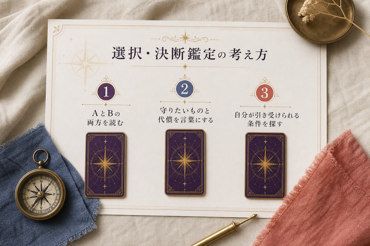 あなたの分岐点を5枚のタロットで比較整理します 正解を断定せず、選んだ後の自分まで深堀り イメージ2