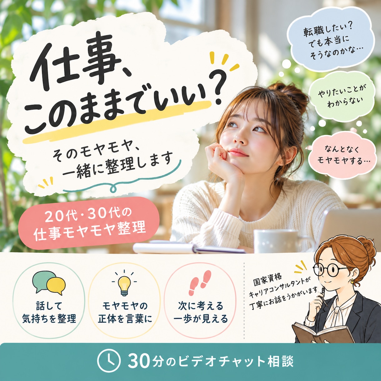 仕事の「このままでいい？」を一緒に整理します 20代30代の仕事のモヤモヤを一緒に言葉にします イメージ1