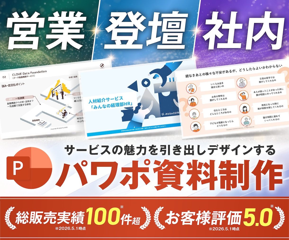 法人実績多数！心掴むデザインでパワポ資料作成します 最高評価★5.0！営業・プレゼン・セミナー資料など幅広く対応 イメージ1