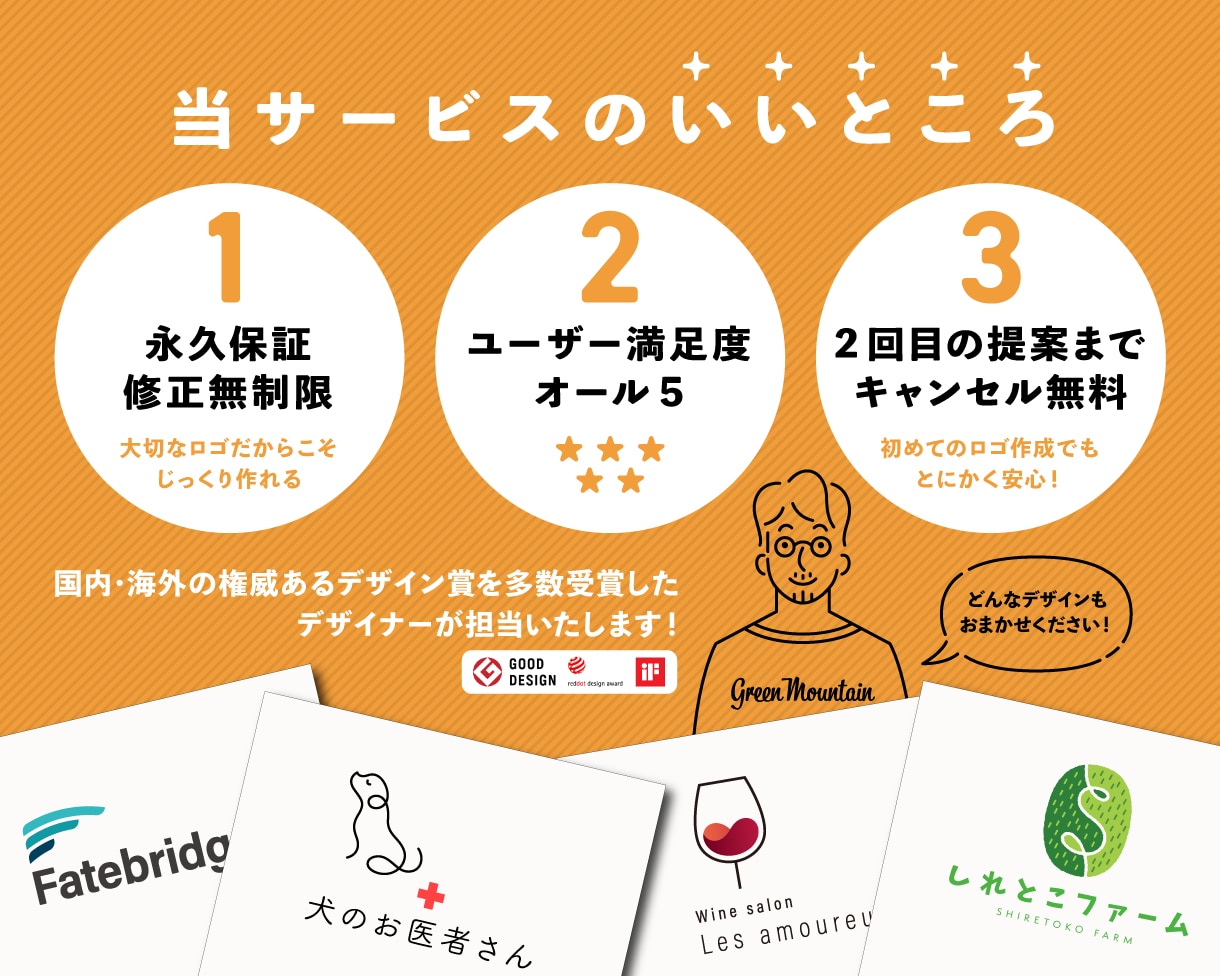 有名企業御用達！実績多数の現役プロがロゴを作ります 安心の【永久保証・修正無制限・キャンセル保証】 イメージ2