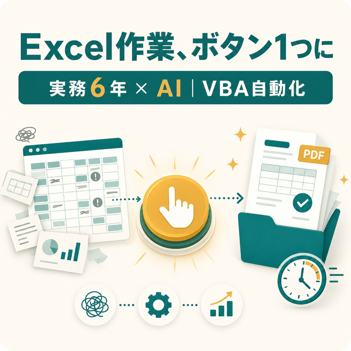 実務6年の技術者がExcel作業を自動化します 毎月数時間の集計・請求・転記を、ボタン1つの数分に イメージ1