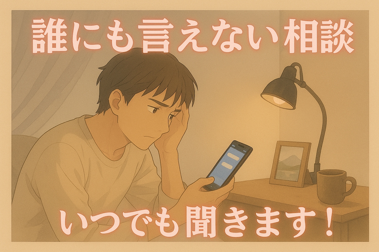 人には相談しづらい恋愛や仕事の悩み聞きます 1人で抱え込まず話すだけで少し軽くなることもあると思います イメージ1