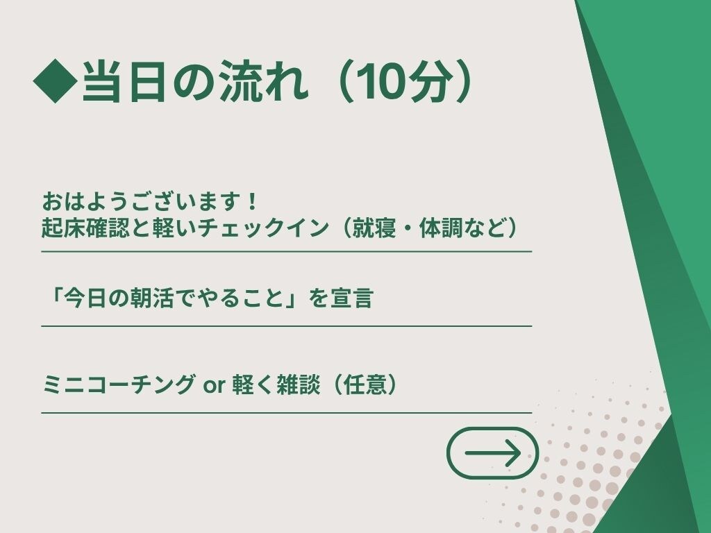 朝の10分で変わる！5日間習慣化の伴走します 眠気に勝ちたいあなたへ。朝活の第一歩、付き添います。 イメージ7