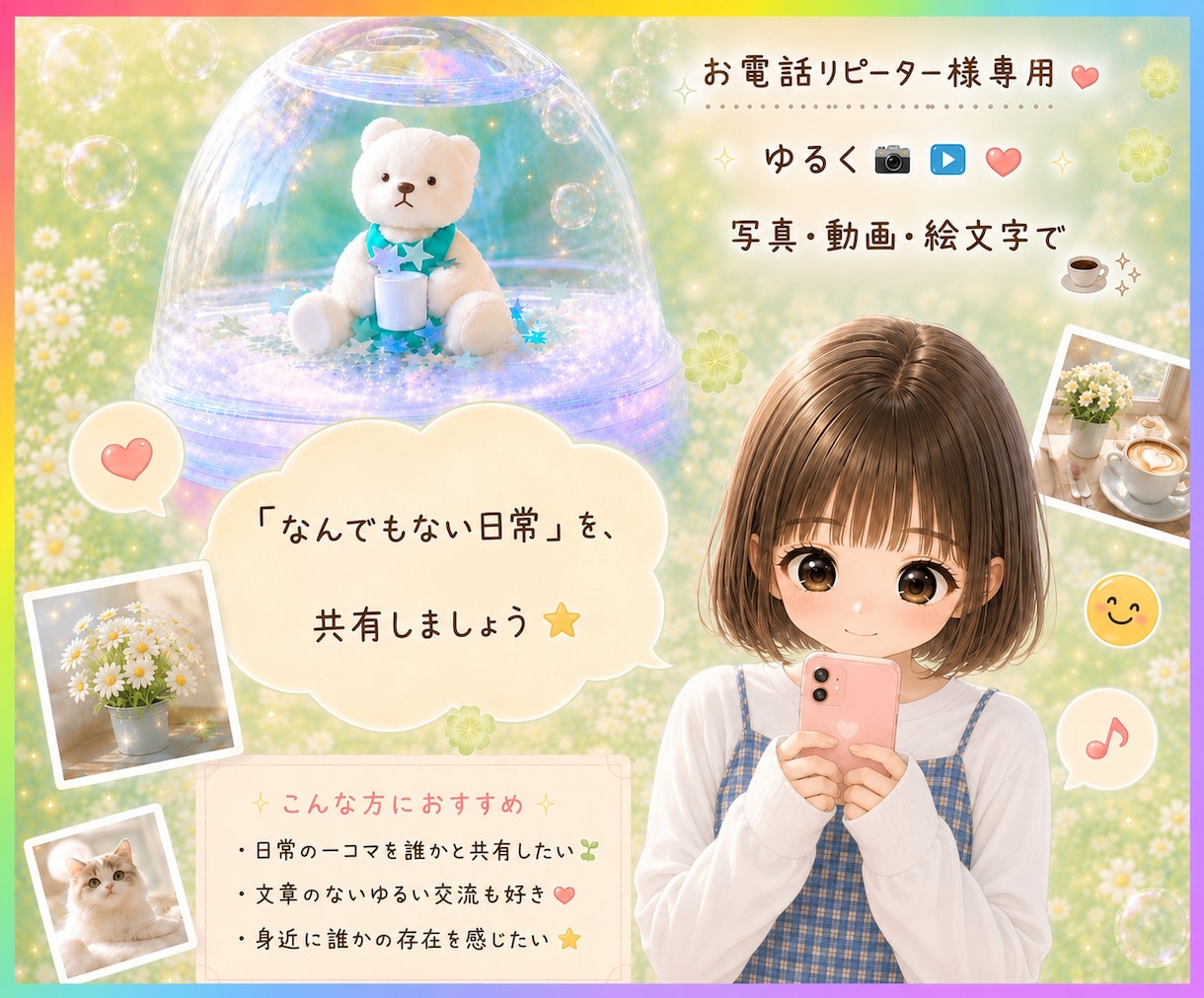 ７日間☘️写真☘️動画☘️絵文字☕️でつながります ゆるーくのんびり☕️ᐝ回数無制限☘️フォトチャット☘️ イメージ1