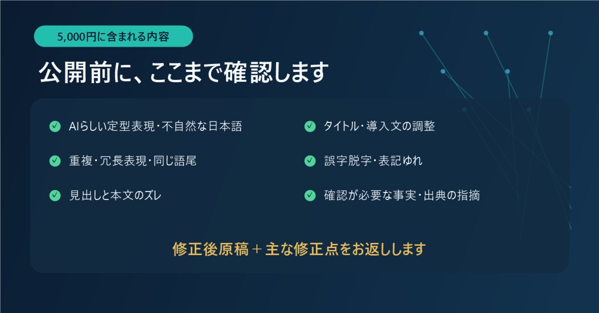 AI生成記事の不自然さを人の手でリライトします AIっぽさや冗長さ、見出しのズレを人の目で整えます イメージ3