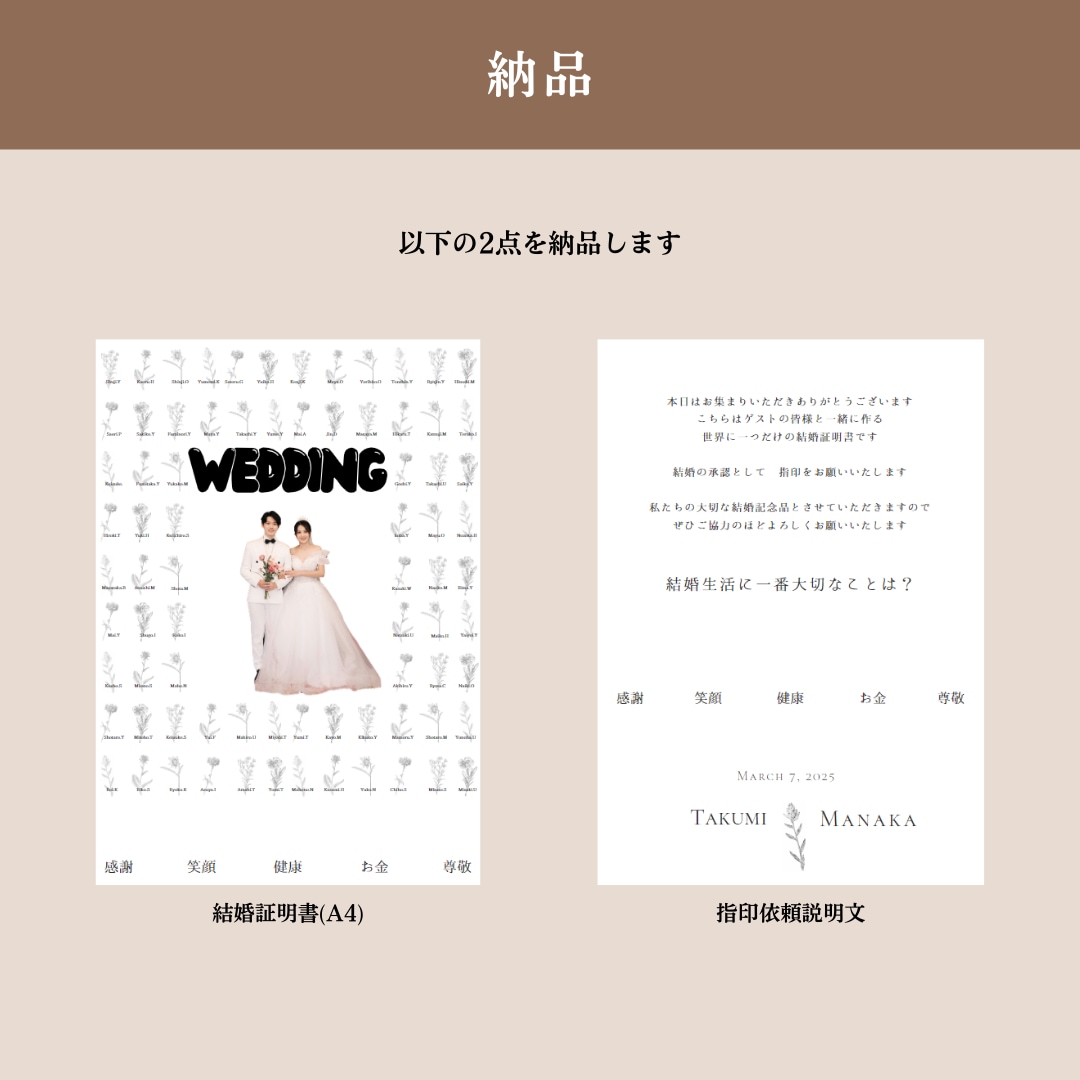 参加型!!結婚証明書テンプレート納品します 結婚証明書 (Canva編集・入稿ガイド付) イメージ5
