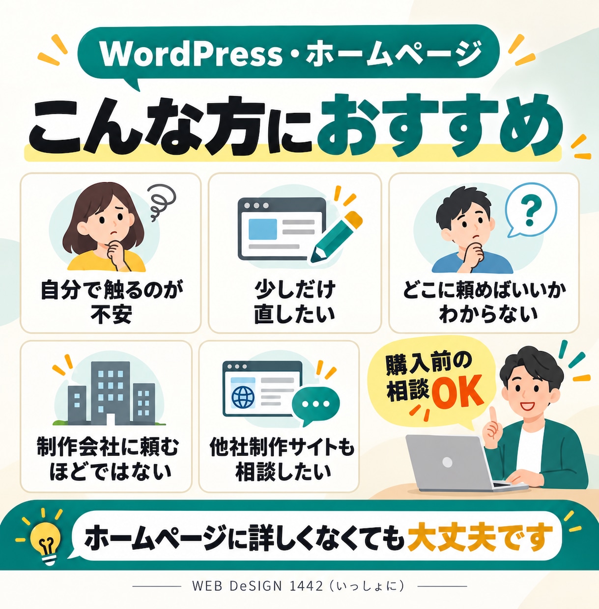 WordPressの修正・更新をお手伝いします 文章変更・画像差し替え・表示調整など小さな修正も歓迎です イメージ3