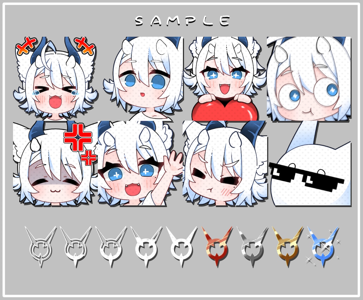 サンプルのようなかわいいスタンプ制作します Twitch/Youtubeのスタンプやバッジ制作❢❢ イメージ2
