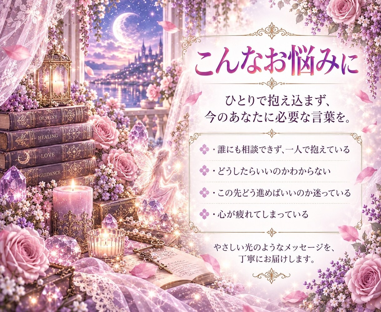 あなたの心に寄り添い、霊視で丁寧に鑑定します 生年月日不要。今のお悩みに必要なメッセージをお届けします イメージ2