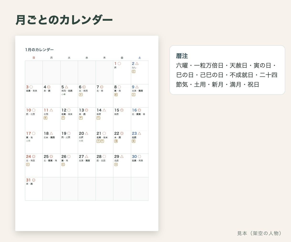 生年月日から2027年の吉方位カレンダーを作ります 365日分の吉方位と毎日の過ごし方。待受12枚つき イメージ3