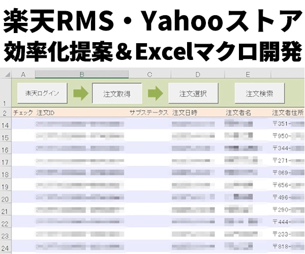 楽天RMS・ヤフーストアの作業効率化を提案します 面倒作業をExcelマクロでの自動化・効率化ツール開発します イメージ1
