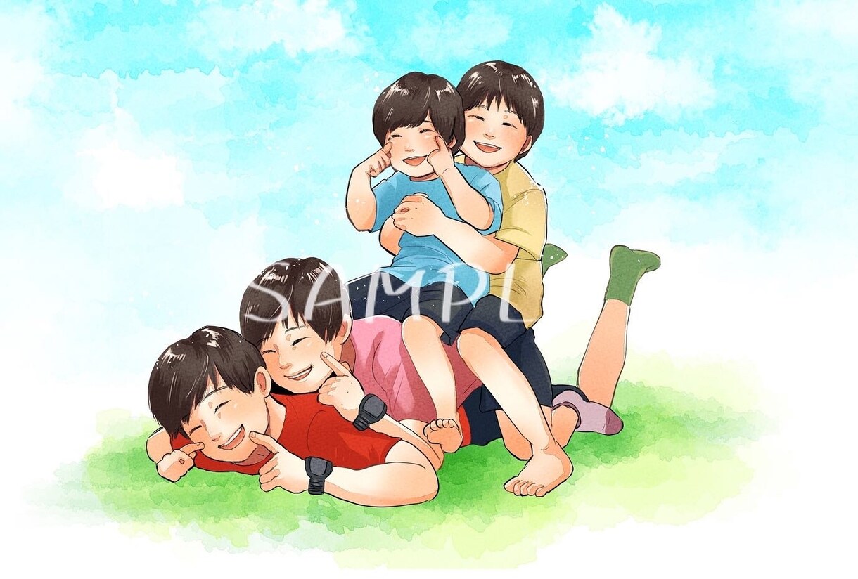 ふんわり優しい似顔絵描きます 大切な人へのプレゼントにも★水彩画風に仕上げます イメージ2
