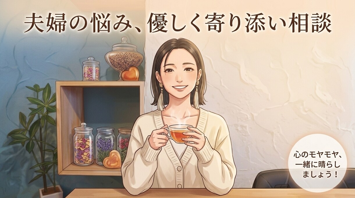 夫婦関係の悩みや修復のヒントを丁寧にお聞きします 結婚8年の経験から夫婦のお悩みに優しく寄り添います✨ イメージ1