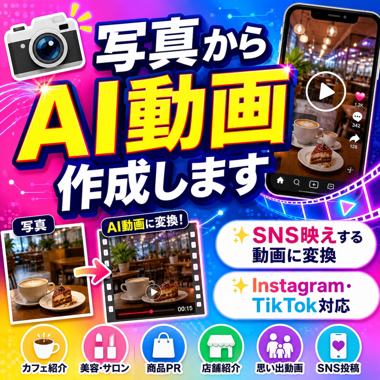 写真からAI動画を作成します SNS運営経験を活かして制作します イメージ1