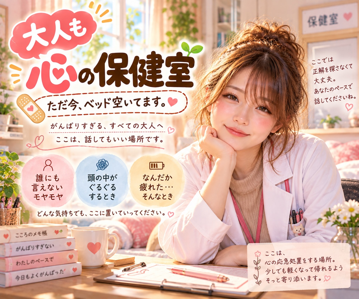 大人も｜心の保健室・ただ今ベッド空いてます 頑張れない日もありますよ｜ここで少し心を休ませませんか？ イメージ2