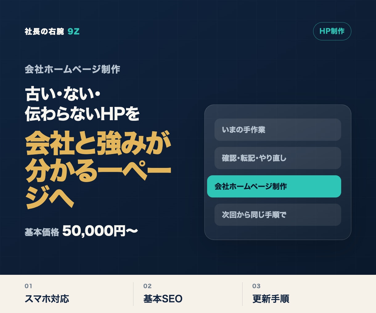 小さな会社ホームページを作ります 会社案内・サービス・問い合わせを一ページに整理 イメージ1