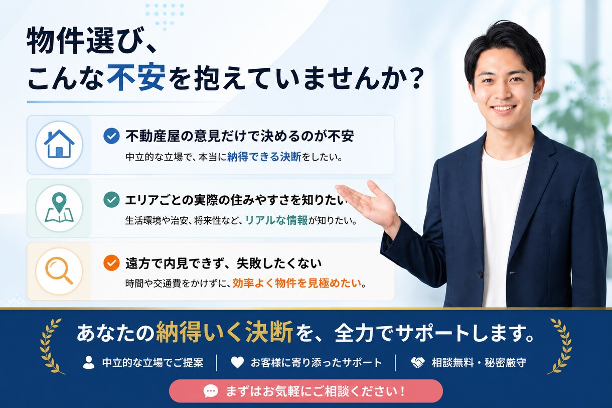 都内の物件探しを完全第三者目線で一緒に探します 不動産屋目線ではなく、あなた目線で一緒に考えます｜都内10年 イメージ2