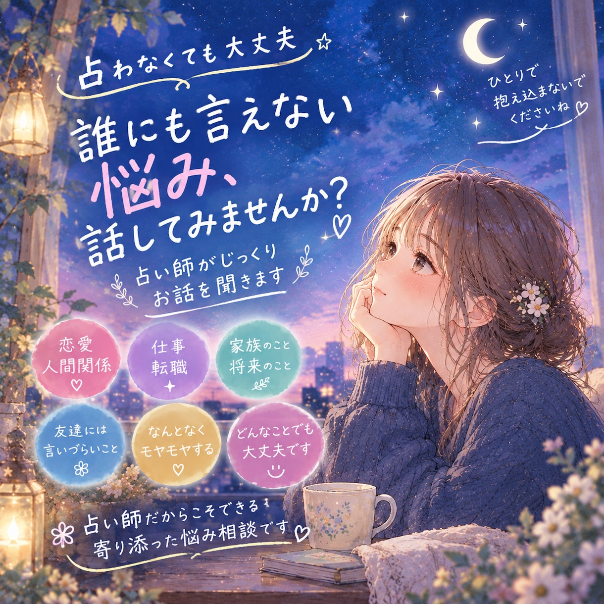 占い師があなたのお悩みをじっくり聞きます 占わなくても大丈夫！必要に応じて占うことも可能です◎ イメージ1