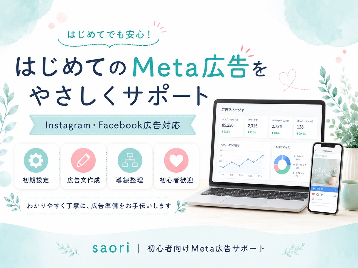 Meta広告・SNS発信をサポートします 初心者向けに発信・広告準備を丁寧に整理します イメージ1