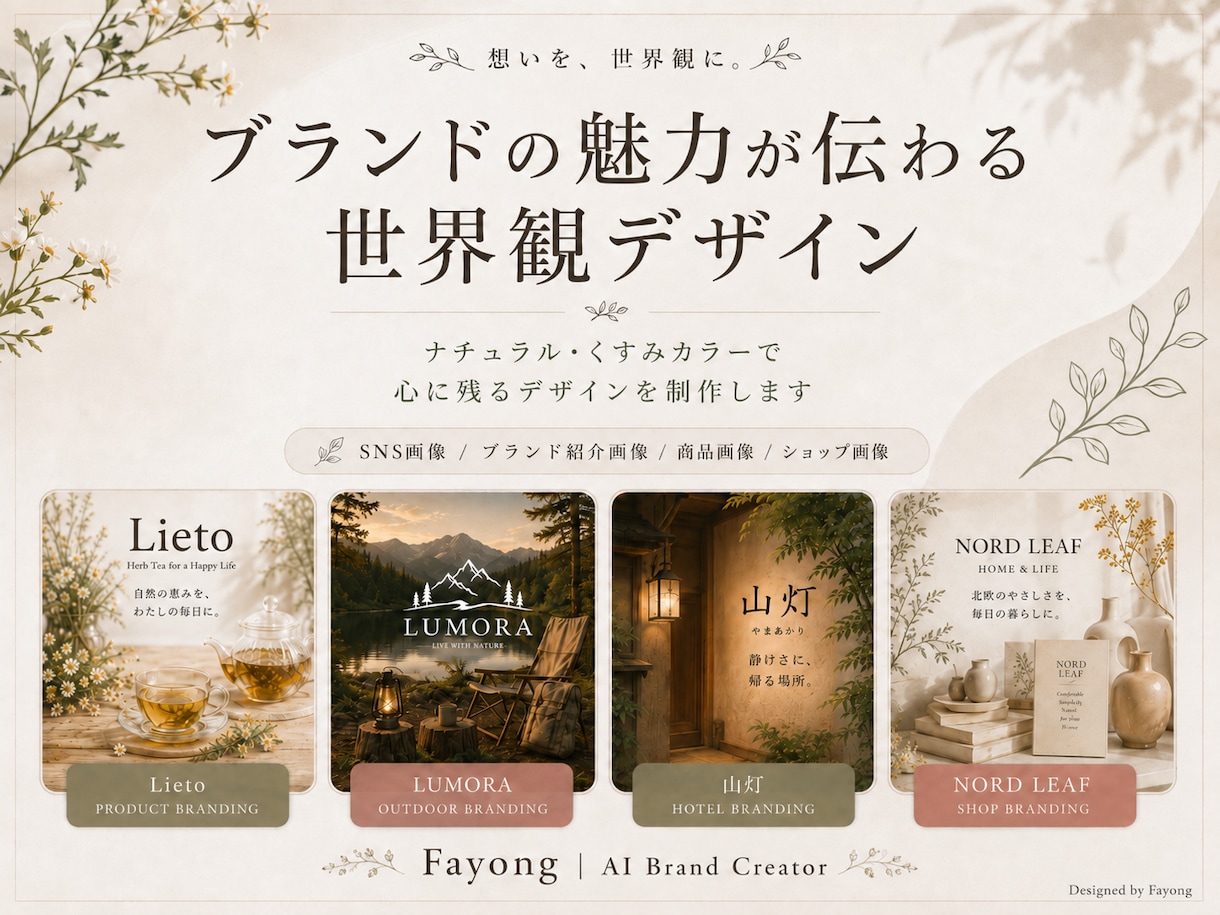 ブランドの魅力が伝わる世界観画像を制作します 元EC運営者が、想いと商品の魅力を“伝わる一枚”に整えます イメージ1